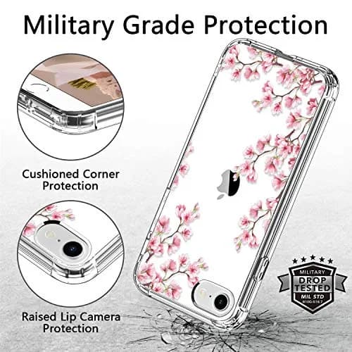 ICEDIO Cellular Phone Case for iPhone SE 2020/2022, 6.1 inch | Floral Transparent Slim Cover thumbnail 7