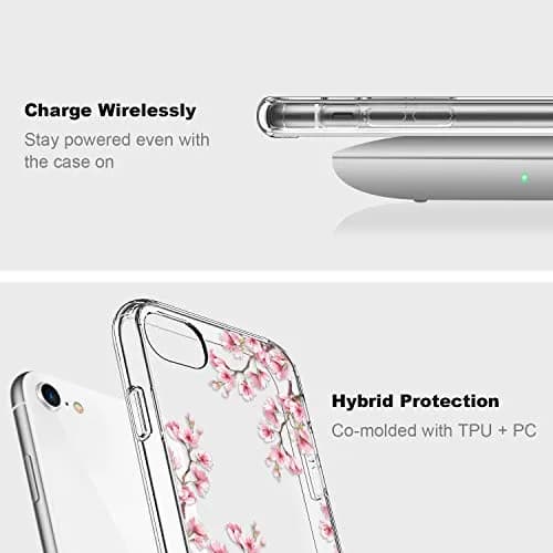 ICEDIO Cellular Phone Case for iPhone SE 2020/2022, 6.1 inch | Floral Transparent Slim Cover thumbnail 3
