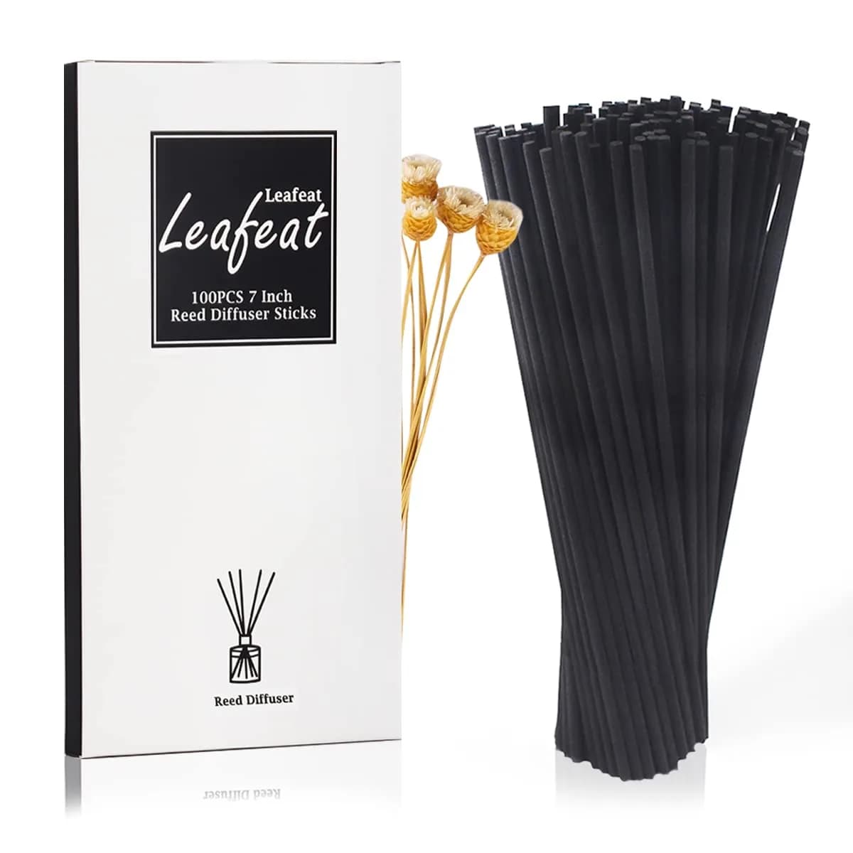 PLYXQ Black Fiber Reed Diffuser Sticks 18cm (7 Inch) - 100 Count | Natural Scent Diffusion - main product image