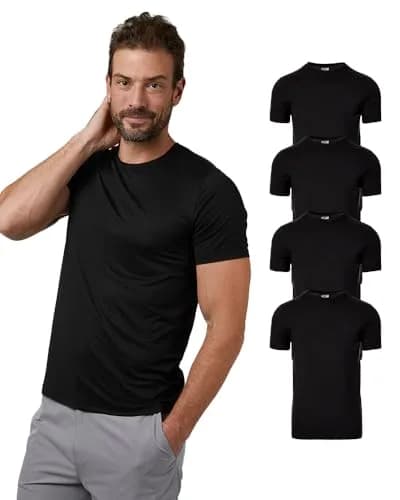 32 Degrees Men's 4 Pack Cool Classic Crewneck T-Shirt, Anti-Odor, Quick Drying, 4-Way Stretch, Black, X-Large | 4-Pack thumbnail 1