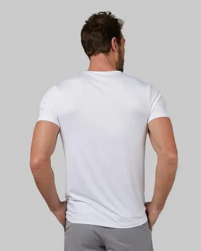 32 Degrees Men's 4 Pack Cool Classic Crewneck T-Shirt, Anti-Odor, Quick Drying, 4-Way Stretch, White, Medium | 4-Pack thumbnail 3