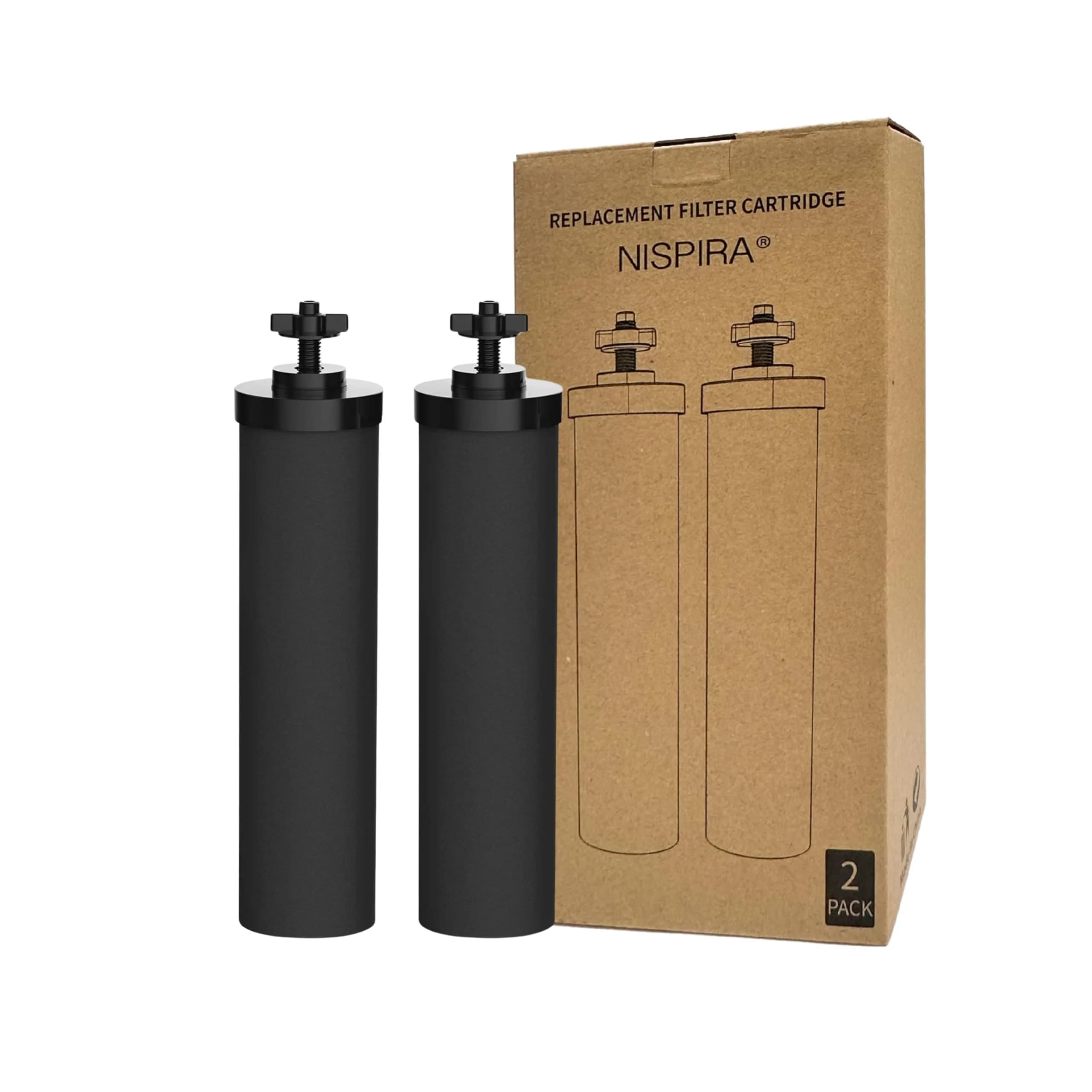 Nispira Premium Water Filter Black Element Cartridge 2 Pack | Compatible with Berkey Systems, 6000 Gallons - main product image