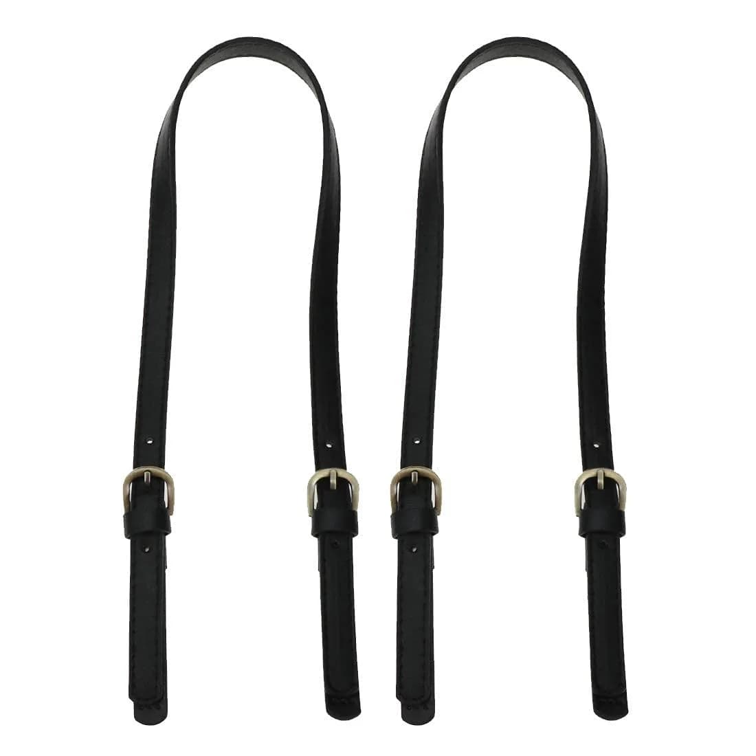 Semetall PU Leather Replacement Purse Straps 2 Pcs Light Coffee | Adjustable Bag Handles for Handbags & Shoulder Bags — Black