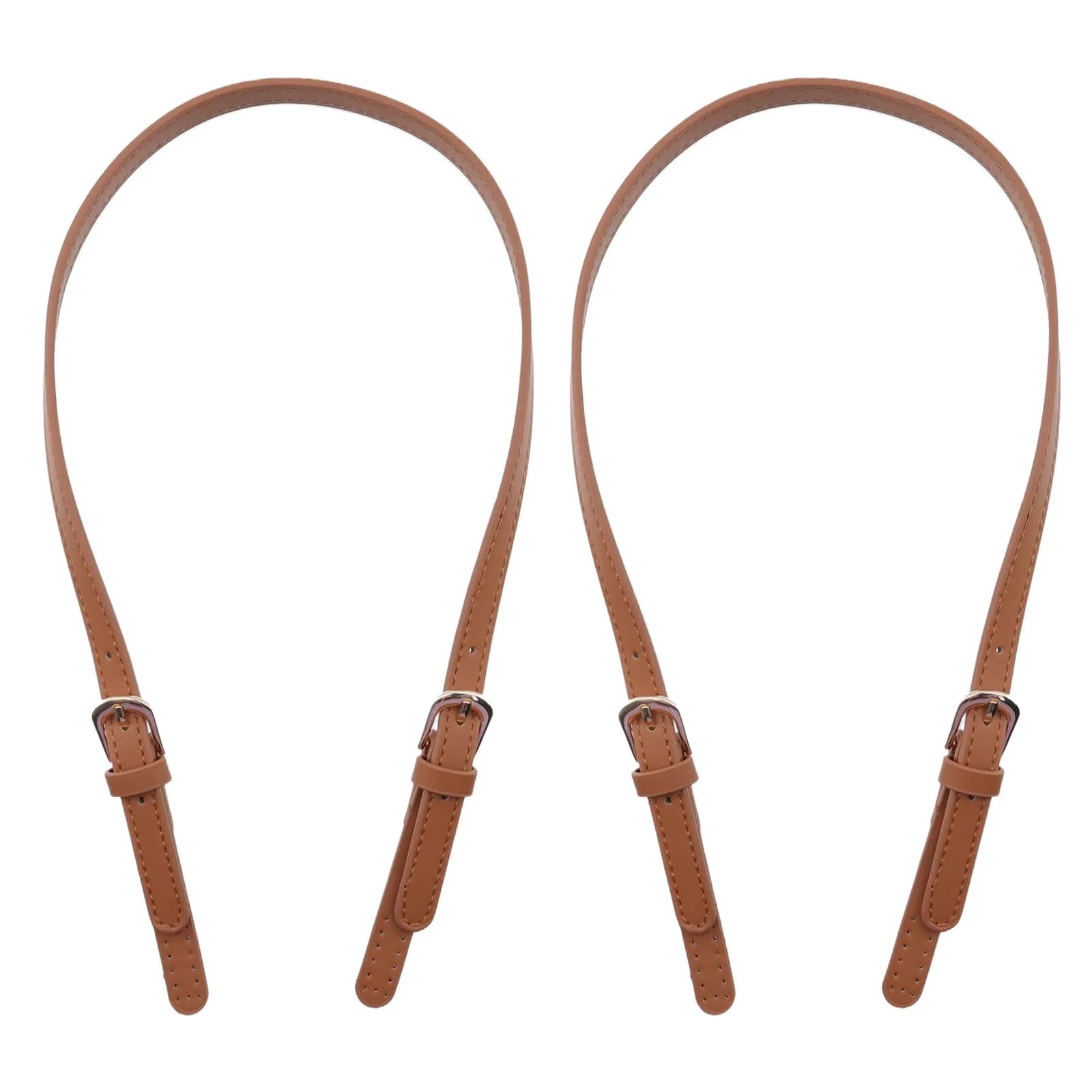 Semetall PU Leather Replacement Purse Straps 2 Pcs Light Coffee | Adjustable Bag Handles for Handbags & Shoulder Bags — Brown