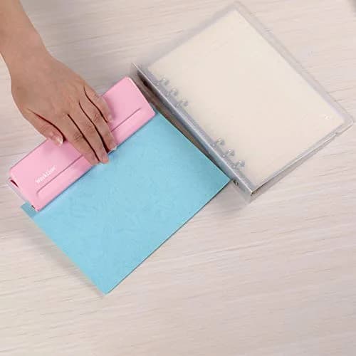 WORKLION Adjustable 6 Hole Punch: Metal Six Hole Puncher for Planners and 6-Ring Binders with 6 Sheet Capacity for A4 / A5 / A6 / Personal/Pocket Size (Pink) thumbnail 6