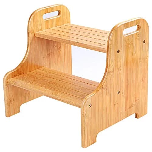 VaeFae Bamboo 2-Step Stool | Natural Bamboo, Stable & Non-Slip, Easy Assembly thumbnail 1