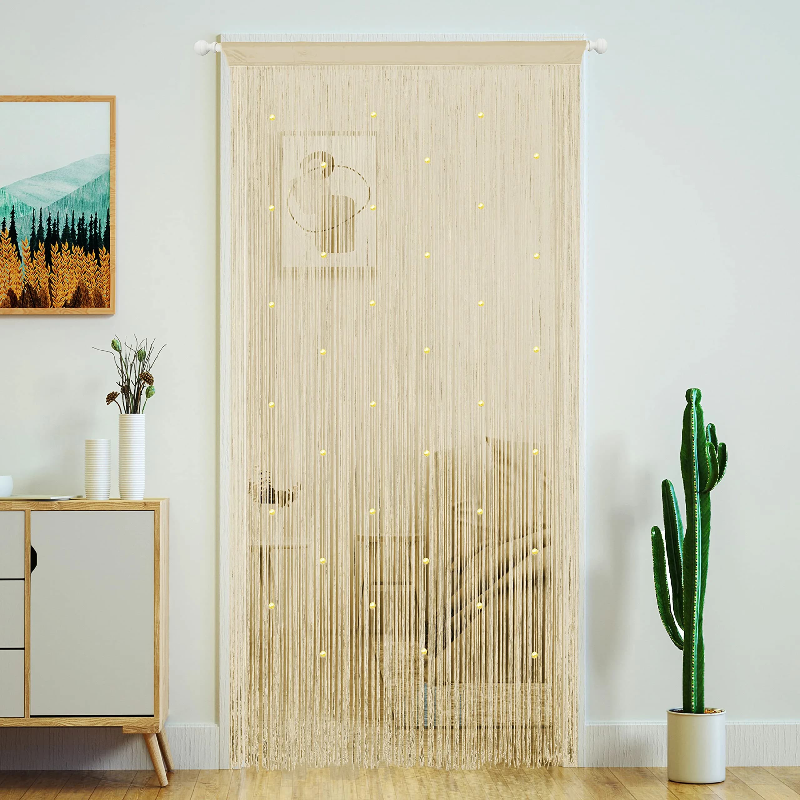 YaoYue Beaded Door String Curtain 39"W x 110"L | Elegant Room Divider & Doorway Decor - main product image