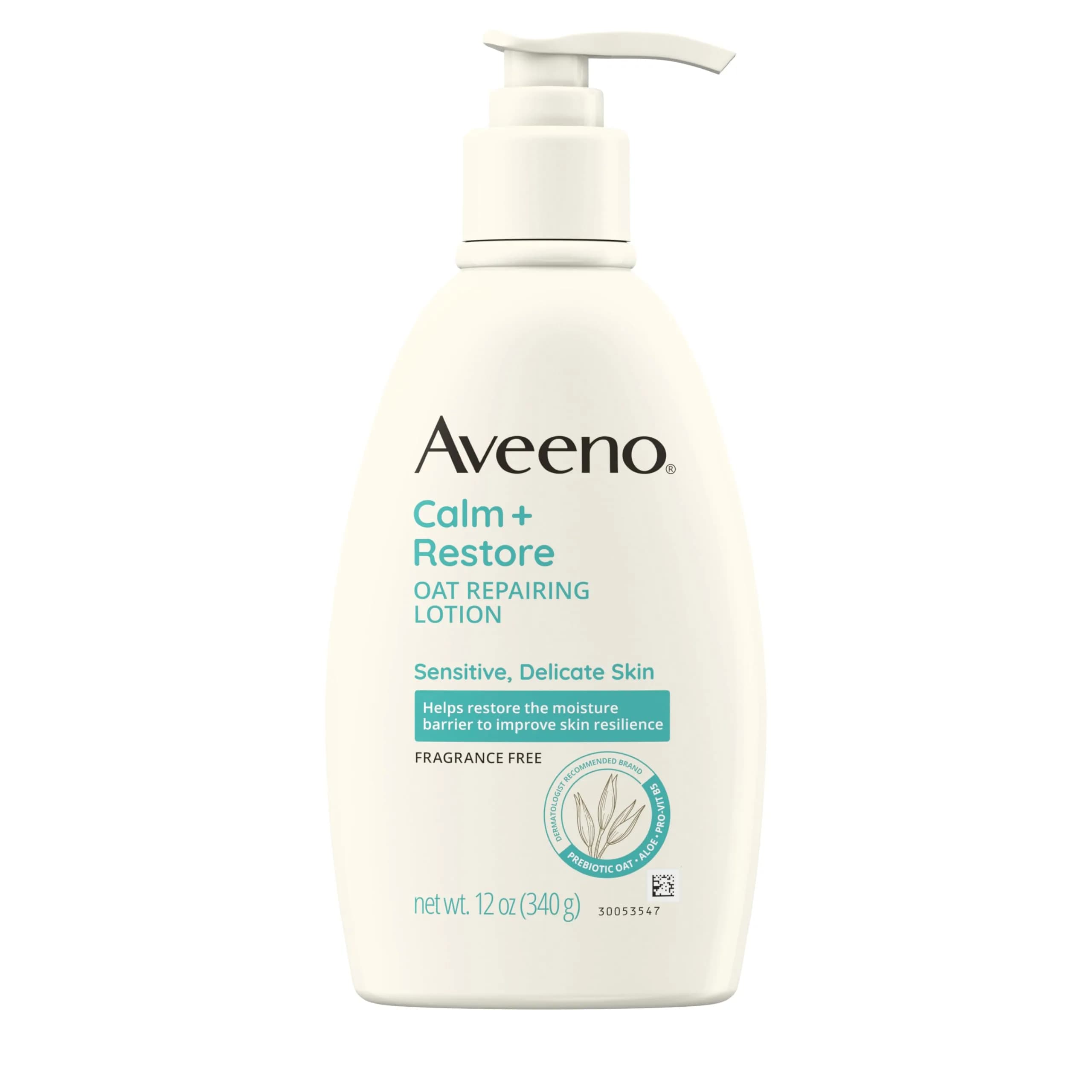 Aveeno Calm + Restore Repairing Body Lotion 12 oz | Fragrance-Free Sensitive Skin Moisturizer - main product image