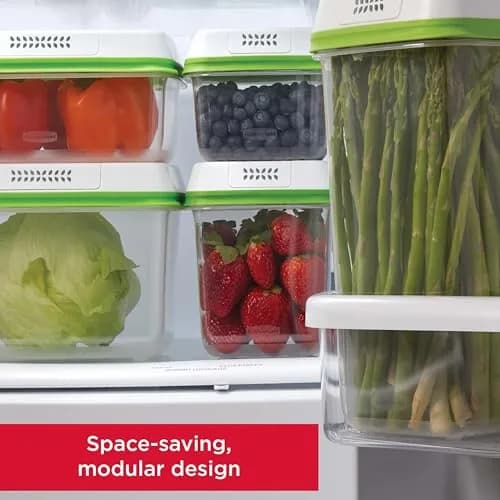 Rubbermaid FreshWorks Produce Saver Food Storage Containers, 8-Piece Set, 41.2 Cup Total Capacity | Keeps Produce Fresher Longer thumbnail 3