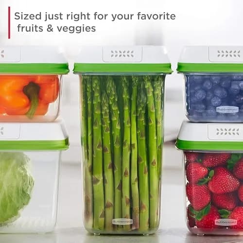 Rubbermaid FreshWorks Produce Containers, Medium/Large, 6-Piece Set | Keeps Produce Fresher Longer thumbnail 5