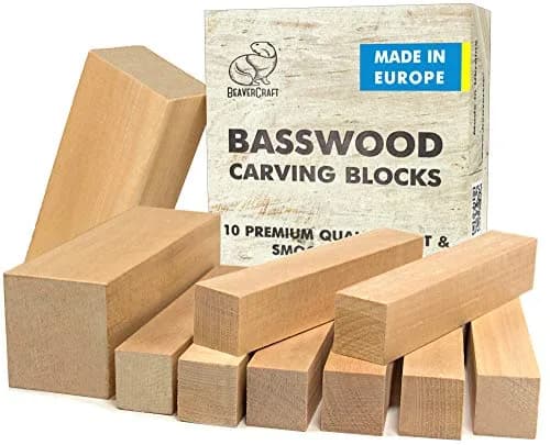 BeaverCraft Basswood Carving Blocks Set BW 10 PCS | Soft Basswood for Crafts & Whittling thumbnail 1