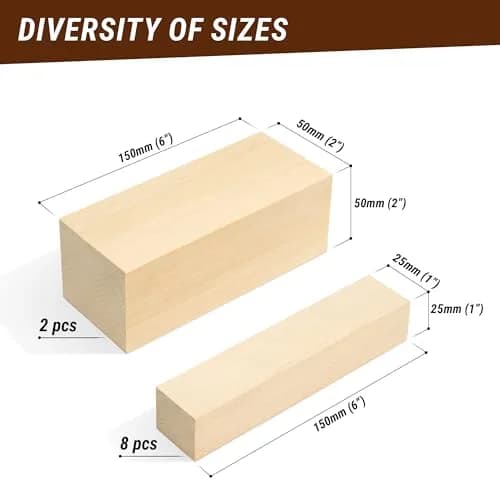 BeaverCraft Basswood Carving Blocks Set BW 10 PCS | Soft Basswood for Crafts & Whittling thumbnail 3