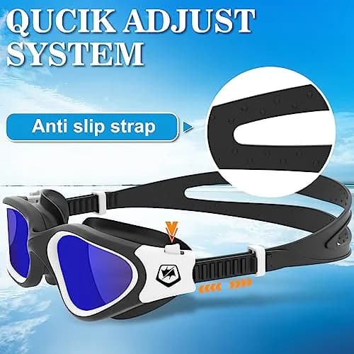 WIN.MAX Polarized Anti-Fog Swimming Goggles with UV Protection & Case | Blue/Black thumbnail 5