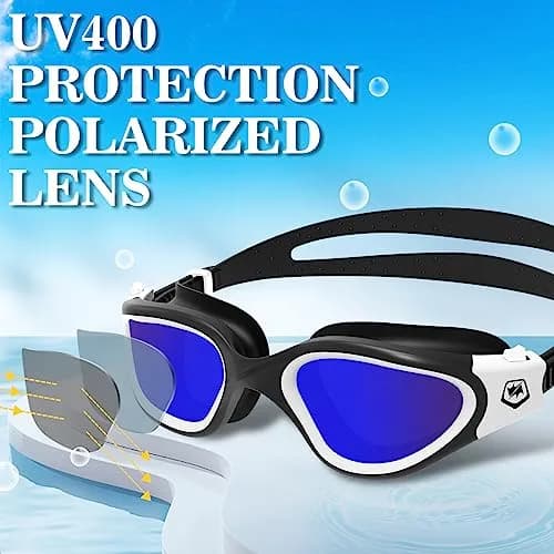 WIN.MAX Polarized Anti-Fog Swimming Goggles with UV Protection & Case | Blue/Black thumbnail 2