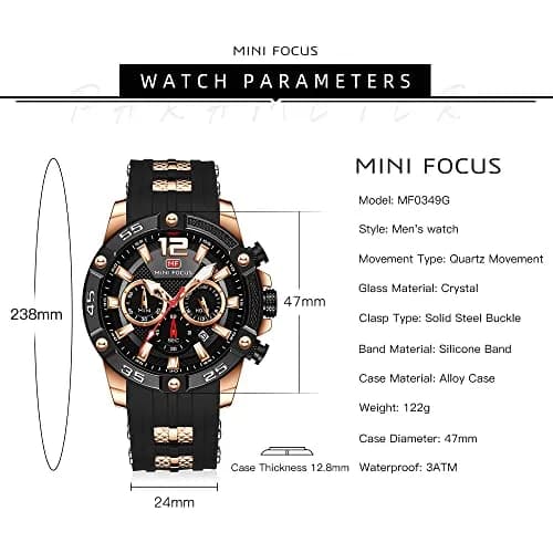 MF MINI FOCUS Men Watches Chronograph Waterproof Luminous Calendar 47mm | Casual Sport Watch for Men thumbnail 6