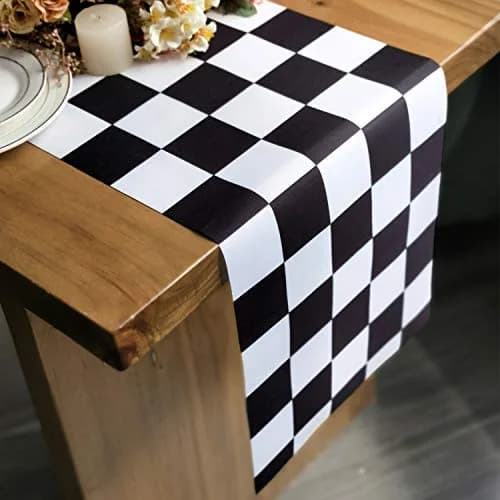 Letjolt Black White Checkered Table Runner 12 x 72 inches Racing Party thumbnail 1