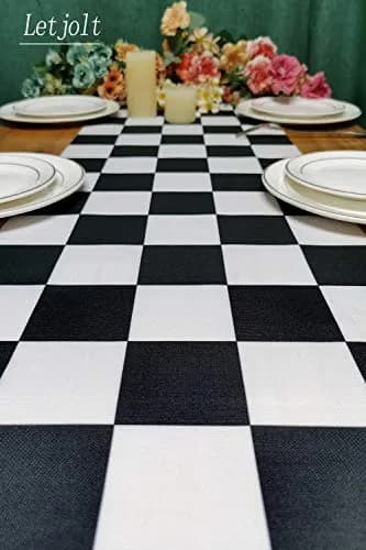 Letjolt Black White Checkered Table Runner 12 x 72 inches Racing Party thumbnail 6