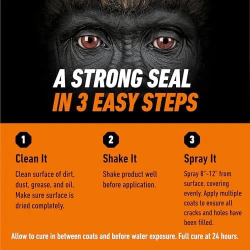 Gorilla Waterproof Patch & Seal Spray Black 454 g (16 oz) | Seals Leaks on Metal, Wood, Fabric thumbnail 6