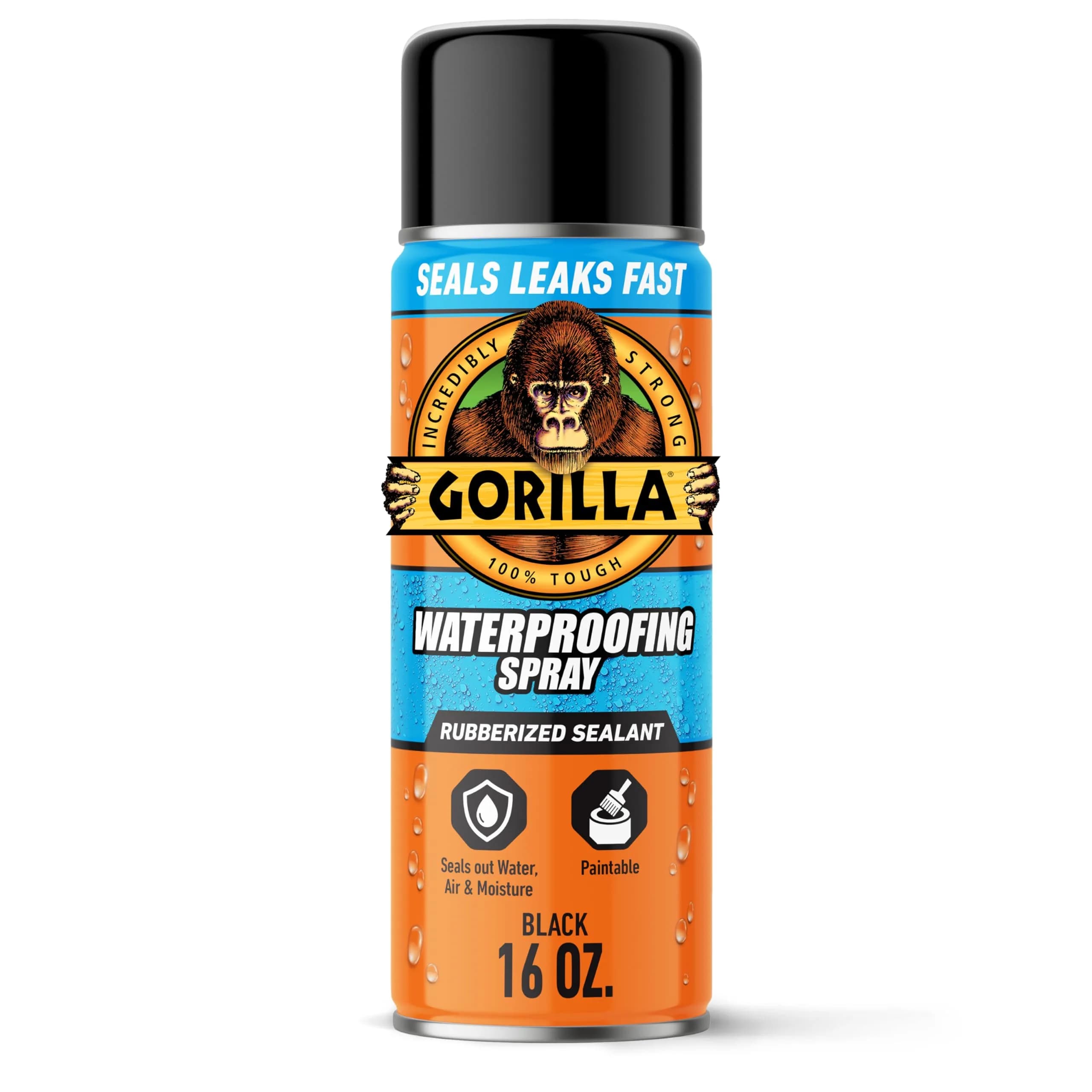 Gorilla Waterproof Patch & Seal Spray Black 454 g (16 oz) | Seals Leaks on Metal, Wood, Fabric