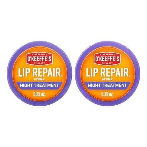 O'Keeffe's Lip Repair Night Treatment Balm 0.25 oz (7.1g) Jar, 2-Pack | Overnight Relief for Severely Dry, Cracked Lips thumbnail 1