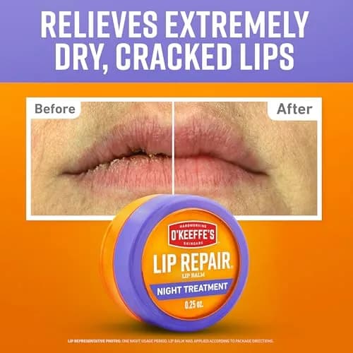 O'Keeffe's Lip Repair Night Treatment Balm 0.25 oz (7.1g) Jar, 2-Pack | Overnight Relief for Severely Dry, Cracked Lips thumbnail 2