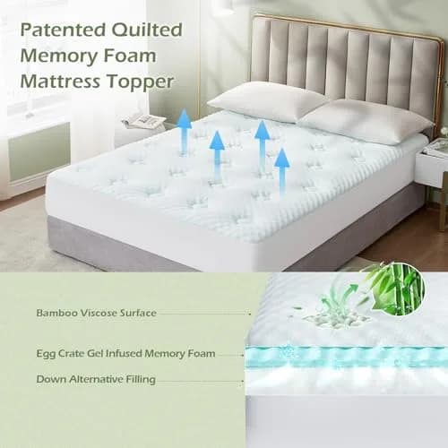 Hansleep Gel Memory Foam Mattress Topper Pad 38.1cm (15 Inch) Deep Pocket | Breathable Cooling Comfort for California King Beds thumbnail 2