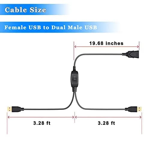 Herfair USB 2.0 A Female to 2x USB 2.0 A Male Splitter Cable with Switch & 5ft Printer Cable | 480Mbps Data Transfer thumbnail 8