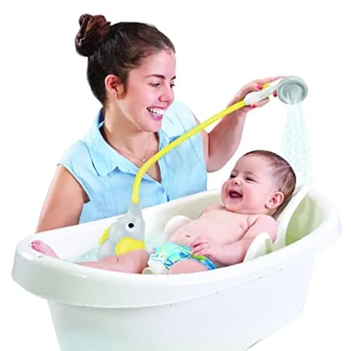 Yookidoo Elephant Baby Bath Shower Head with Water Pump & Trunk Spout Sprayer, Yellow | One-Handed Flow Control for Newborns thumbnail 7