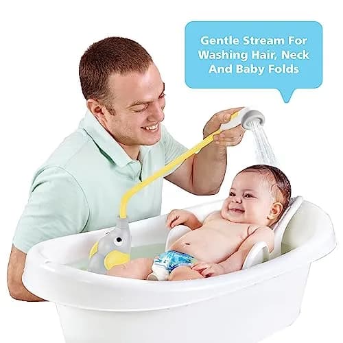 Yookidoo Elephant Baby Bath Shower Head with Water Pump & Trunk Spout Sprayer, Yellow | One-Handed Flow Control for Newborns thumbnail 2