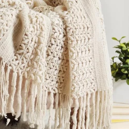 CREVENT Farmhouse Knitted Throw Blanket 127cm x 152cm (50"x60") | Cozy Acrylic for Travel & Home Decor thumbnail 6