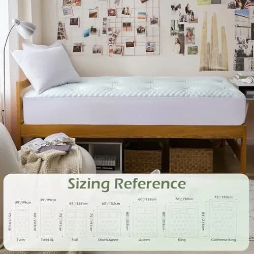Hansleep Twin Memory Foam Mattress Topper with Gel-Infused Pillow Top Pad 99cm x 190.5cm (39" x 75") | Breathable & Supportive for Back Pain Relief thumbnail 6