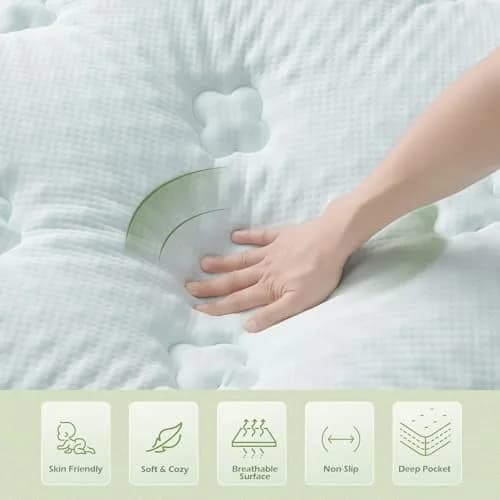 Hansleep Twin Memory Foam Mattress Topper with Gel-Infused Pillow Top Pad 99cm x 190.5cm (39" x 75") | Breathable & Supportive for Back Pain Relief thumbnail 7