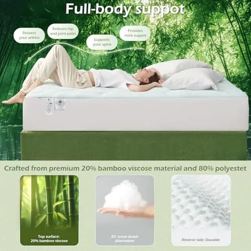 Hansleep Twin Memory Foam Mattress Topper with Gel-Infused Pillow Top Pad 99cm x 190.5cm (39" x 75") | Breathable & Supportive for Back Pain Relief thumbnail 3