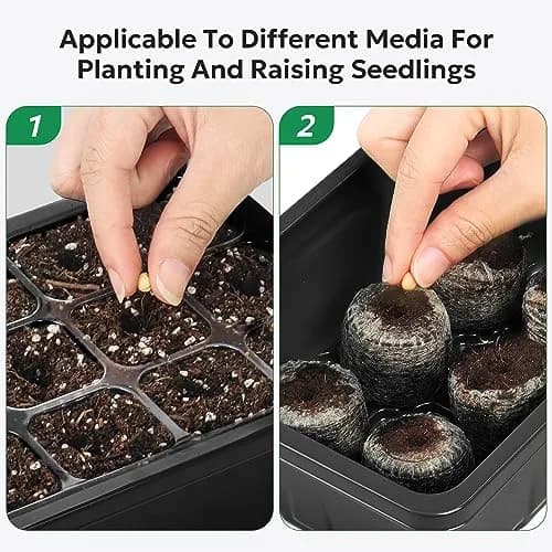 MIXC 10 Pack Seed Starter Tray with Humidity Dome & 120 Cells | 18.5cm x 12.2cm x 11.2cm (7.3" x 4.8" x 4.4") thumbnail 6