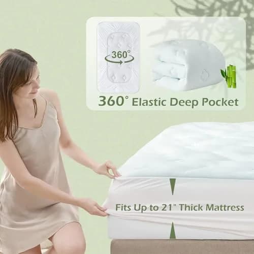 Hansleep Full Size Memory Foam Mattress Topper Pad with Cooling Gel Infusion & Bamboo Viscose Surface | 1.5 Inch (3.8 cm) thumbnail 4
