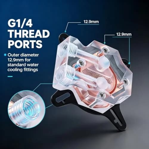 EBTOOLS Universal GPU Water Cooling Block 40mm Copper Base with Transparent Acrylic Cover | High-Performance Heat Dissipation thumbnail 8