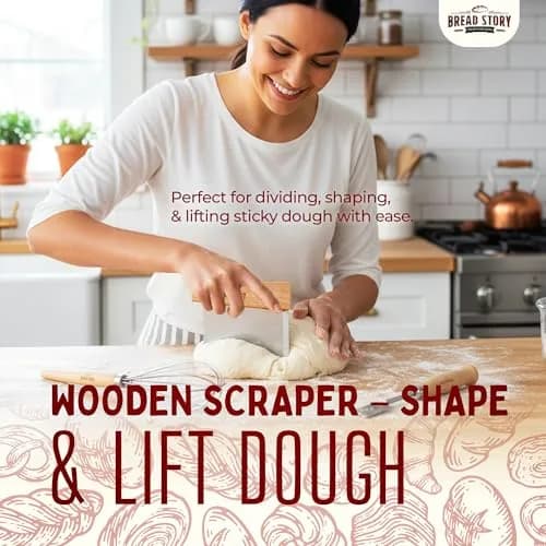 Bread Story Danish Dough Whisk Set with Wooden Scraper & Lame Tool | 3-Piece Artisan Baking Kit thumbnail 3