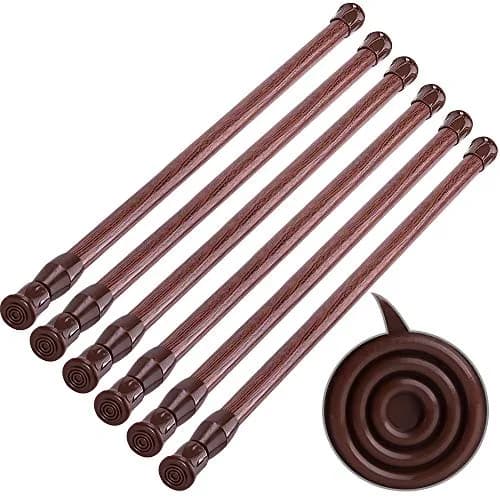 SIQUK Adjustable Spring Tension Rods 6 Pack, 40cm-71cm (15.7"-28") Wood Grain | No-Drill Installation for Cupboards & Windows thumbnail 1