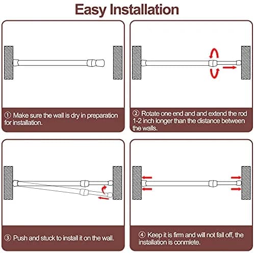 SIQUK Adjustable Spring Tension Rods 6 Pack, 40cm-71cm (15.7"-28") Wood Grain | No-Drill Installation for Cupboards & Windows thumbnail 4