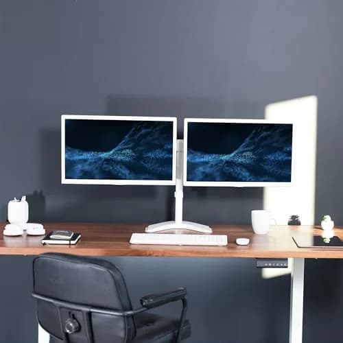 VIVO Dual LCD Monitor Free-Standing Desk Stand | Supports 13-27" Monitors, Up to 22 lbs, Adjustable Articulation, Extra Large Base thumbnail 9