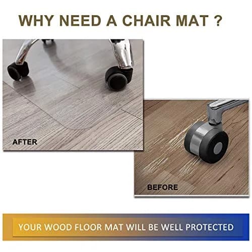 HOMEK Clear Office Chair Mat for Hardwood Floor 91cm x 122cm (36"x 48") | Protects Floors from Scratches thumbnail 2