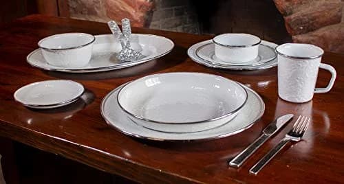 Golden Rabbit Enamelware Dinner Plates 10.5 inch (26.67 cm) Set of 4 | Handcrafted Porcelain Enamel on Carbon Steel thumbnail 3