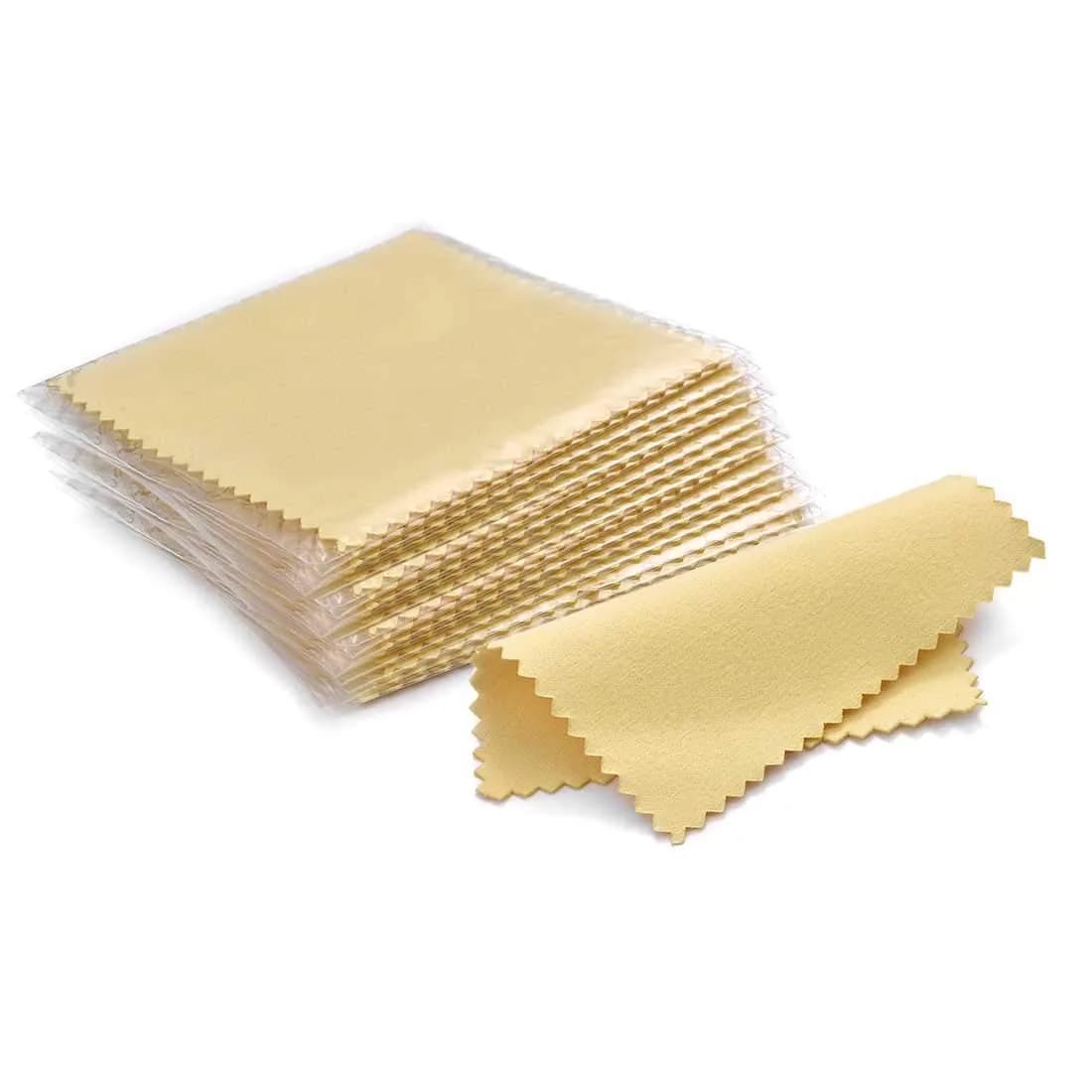 SEVENWELL Pink 50pcs Jewelry Cleaning Cloth | Sterling Silver Gold Platinum Polish 8x8cm — E-50pcs-yellow