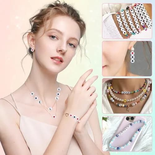 Looconi White Acrylic Alphabet Letter Beads 7mm (0.27 inch) | 1500 Pieces for Jewelry Making thumbnail 5