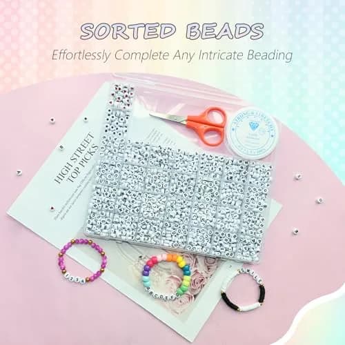 Looconi White Acrylic Alphabet Letter Beads 7mm (0.27 inch) | 1500 Pieces for Jewelry Making thumbnail 7
