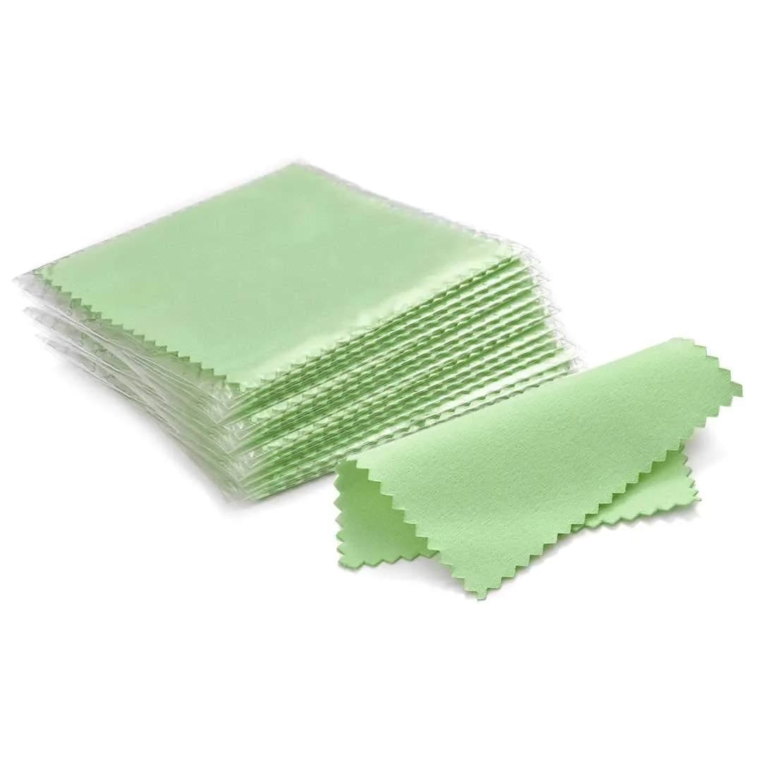 SEVENWELL Green Jewelry Cleaning Cloths (50pcs) - Polishes Sterling Silver, Gold, Platinum
