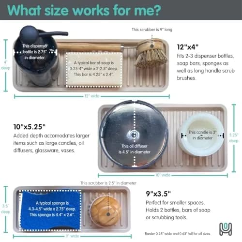 Happitasa Silicone Sink and Surface Organizer Tray, 10"x5.25" | Heat Safe & Dishwasher Safe thumbnail 4