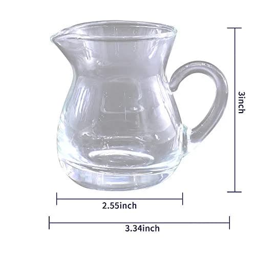 DGQ Classic Glass Creamer Pitcher 4oz Pack of 2 | Elegant Hand-Blown Milk Pourer for Coffee & Tea thumbnail 4