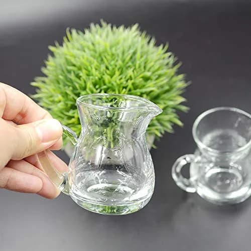 DGQ Classic Glass Creamer Pitcher 4oz Pack of 2 | Elegant Hand-Blown Milk Pourer for Coffee & Tea thumbnail 2
