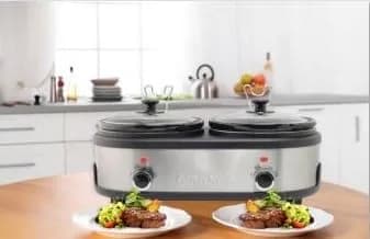 Courant Double Slow Cooker 2.5 Quart | Individual Pots with Easy Cooking & Dishwasher Safe Stoneware thumbnail 2